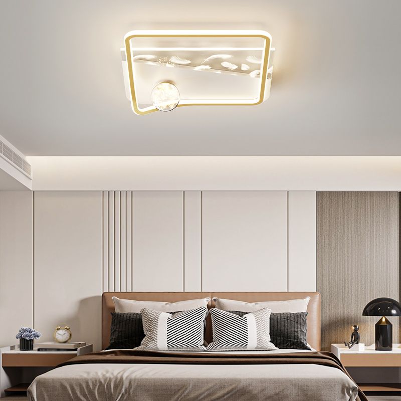 Lampada da soffitto da incasso in stile moderno a 3 luci con paralume geometrico in oro