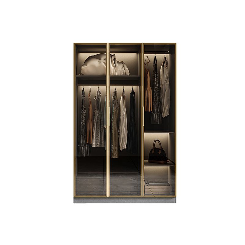 Glass and Wood Wardrobe Armoire Contemporary Wardrobe Closet