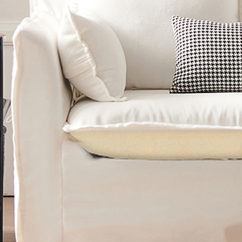 White Linen Contemporary Standard Square Arm Sofa for Living Room, Apartment