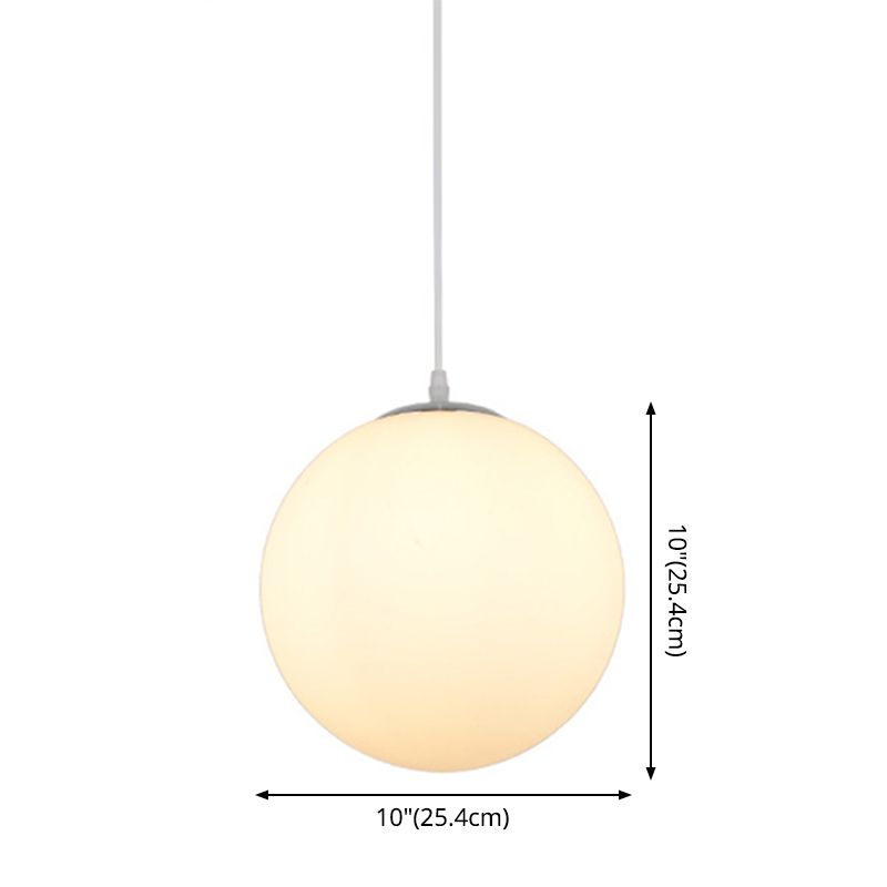 1 Light Round Ceiling Light Modern Simple White Glass Ceiling Fixture for Restaurant
