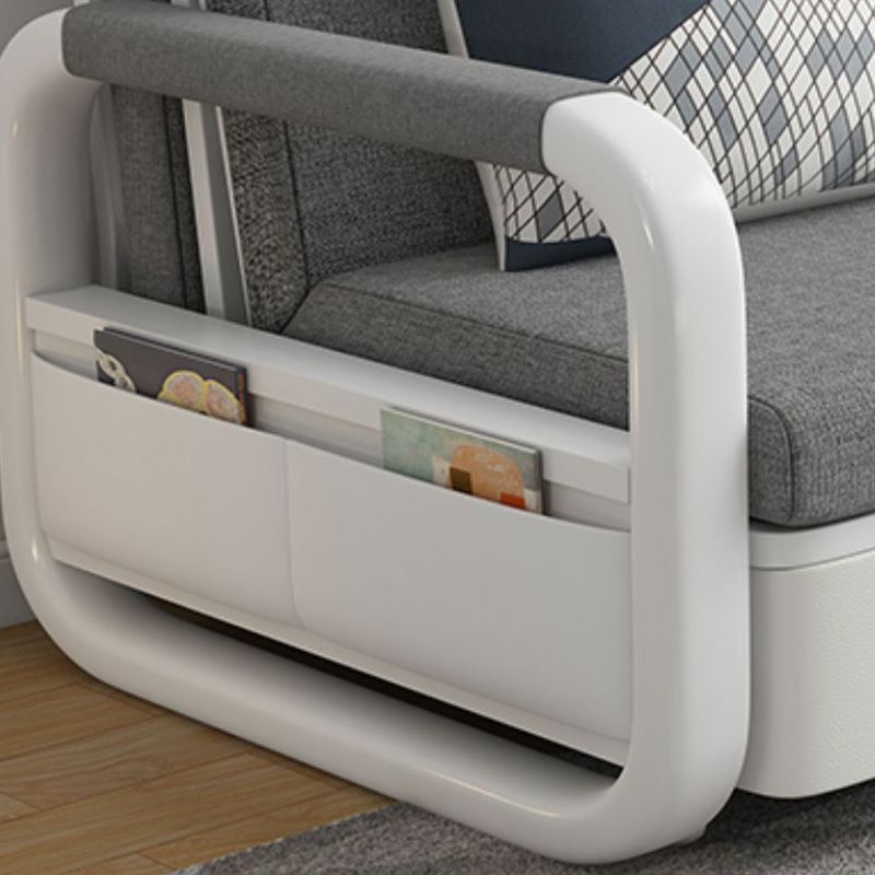 Cotton Blend Contemporary Sofa with Bed in Grey with Storage