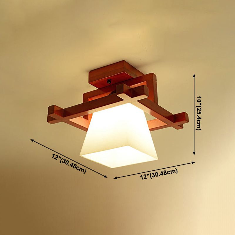 Gangpad semi-inbouw plafondarmatuur hout eenvoudige stijl plafondverlichting in bruin