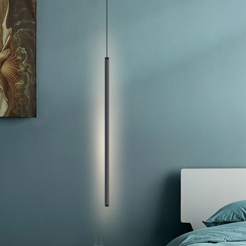 Lustre cylindrique lustre suspendu luminaire moderne de suspension extérieure moderne en finition noire