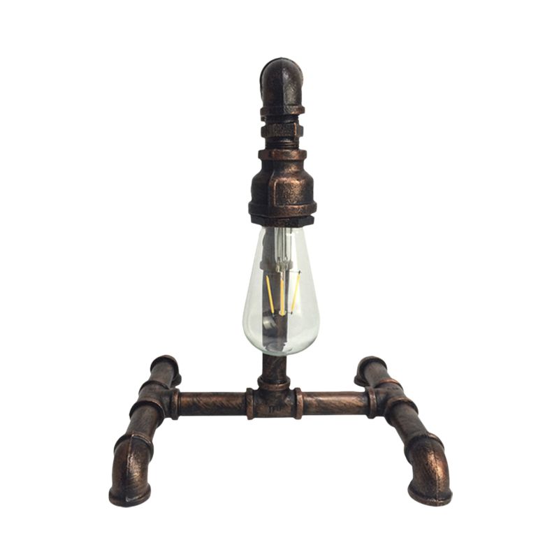 Kupfer/Schwarz 1 Leichte kleine Schreibtischlampe Vintage Eisen exponierte Glühbirnen-Stecker im Nachttischleuchten mit rohrähnlicher Basis