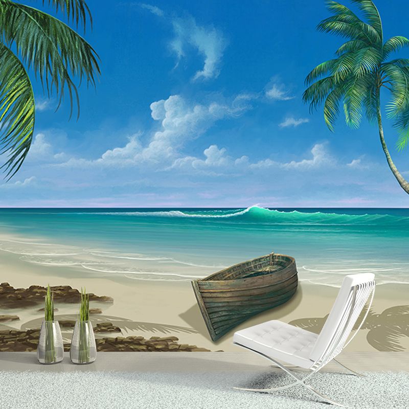 Washable Illustration Mural Wallpaper Tropical Scenery Indoor Wall Mural