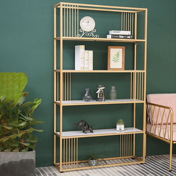 Glam Metal Open Shelf Bookcase Vertical Etagere Shelves Included Bookshelf for Bedroom