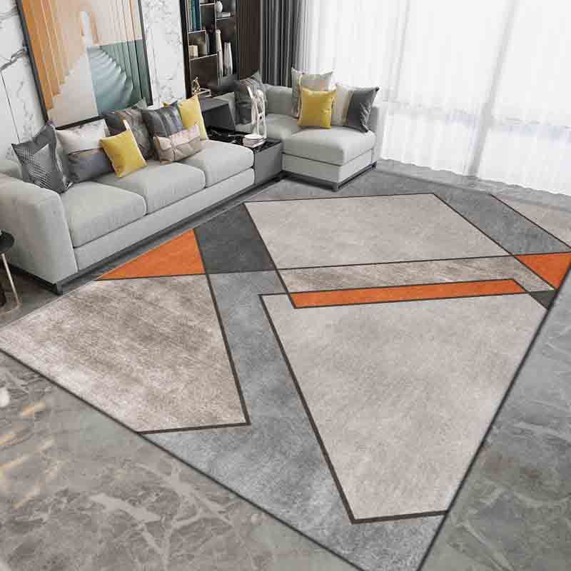Gray Modern Rug Polyester Graphic Indoor Rug Non-Slip Backing Rug for Sitting Room