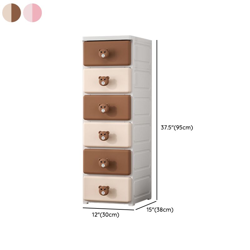 Contemporary Vertical Kids Furniture Plastic Nursery Dresser with 2/3/4/5/6/7 Drawers