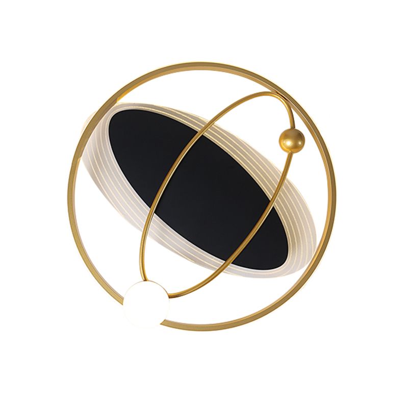 Gold Circle Flush Mount Simplicity 16"/19.5" W LED Metal Close to Ceiling Lamp with Inner Oval Design