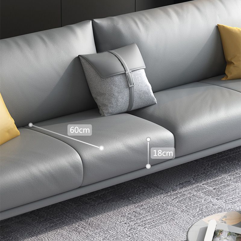 Gray Faux Leather Straight Arm Sofa/Sectionals with water proof for Living Room