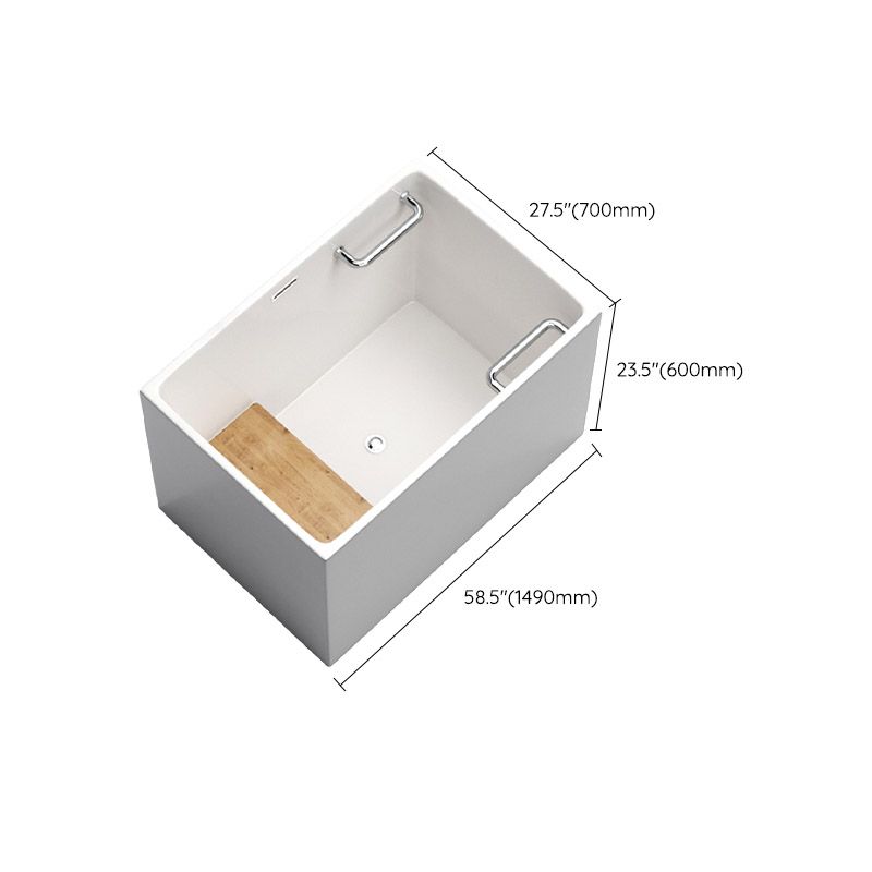 Modern Rectangle White Acrylic Bathtub Back to Wall with Drain Bath Tub and Overflow Hole