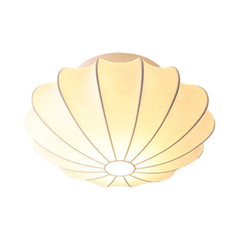 Fabric Lantern Shape Flush Mount Light Modern 1 Light Flush Mounted Light Fixture in White