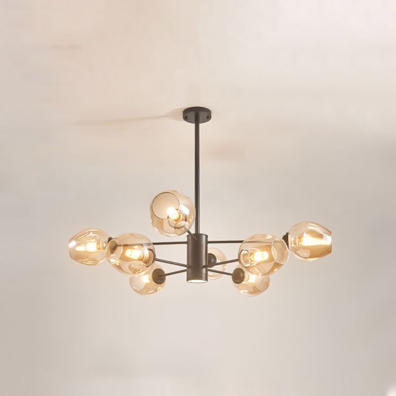 Cognac Color Glass Chandelier Lighting Fixture Modern Chandelier Pendant Light for Living Room