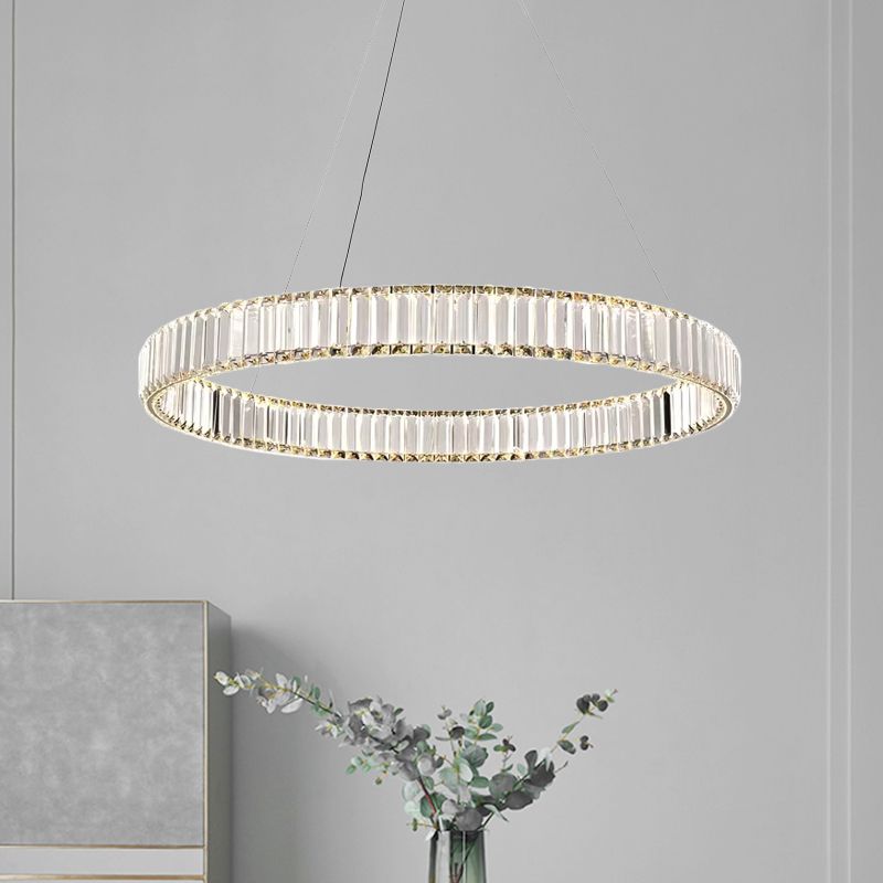 Silbernen Armband Anhänger Kronleuchter minimalistisch gerippter Kristall Schlafzimmer LED Hanging Lampe, 16 "/23,5" Dia