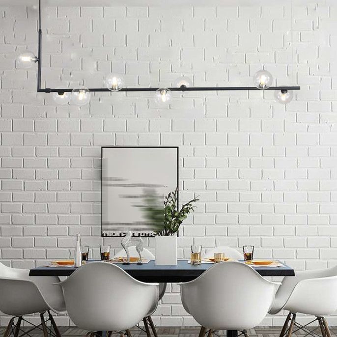 Modernism Globe Shaded Ceiling Light Black Kitchen Island Lighting for Room