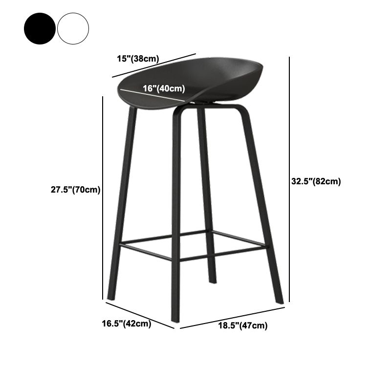 Modern Plastic and Metal Counter Stool Footrest Bucket Backrest Counter-height Stool