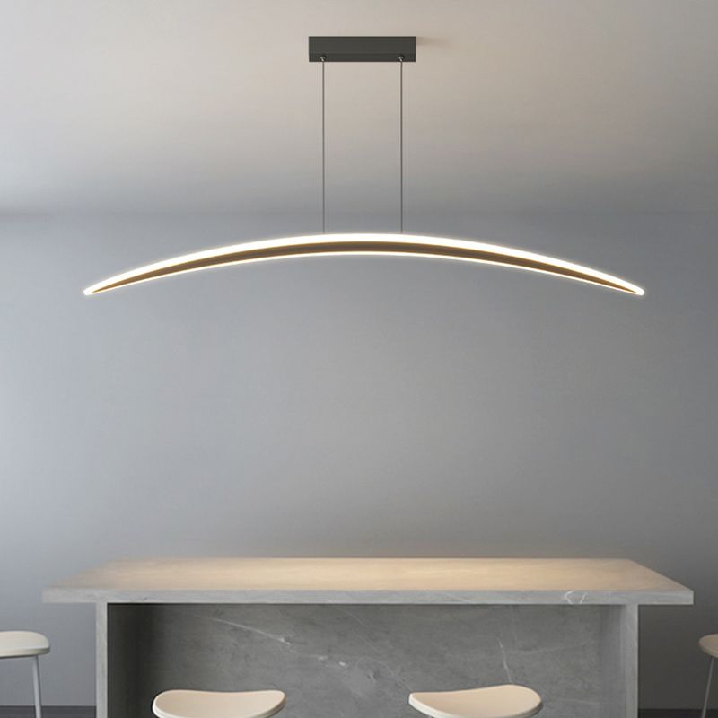 Simple Curved Hanging Island Light Metal LED Dining Room Island Ceiling Light
