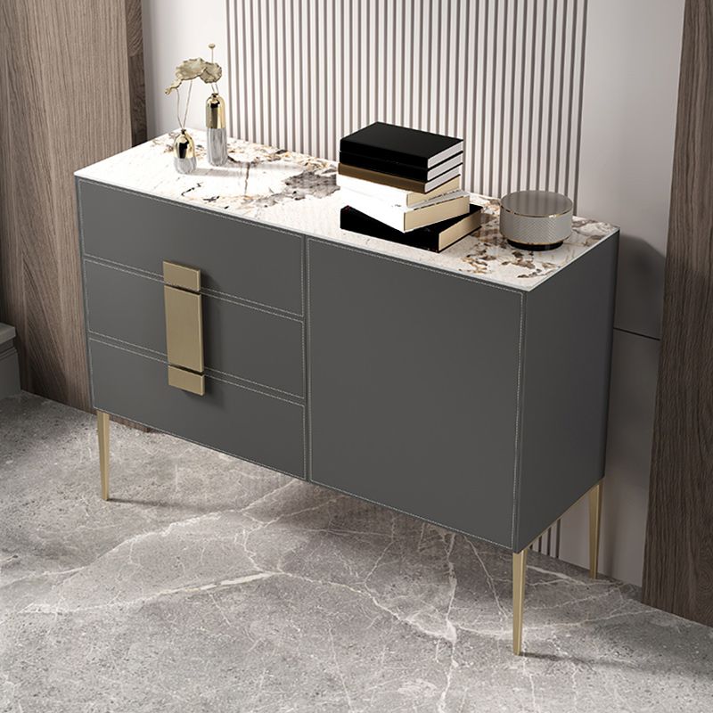 Classic Glam Storage Chest Stone Dresser with 3 Drawers , 15.6 Inch Width