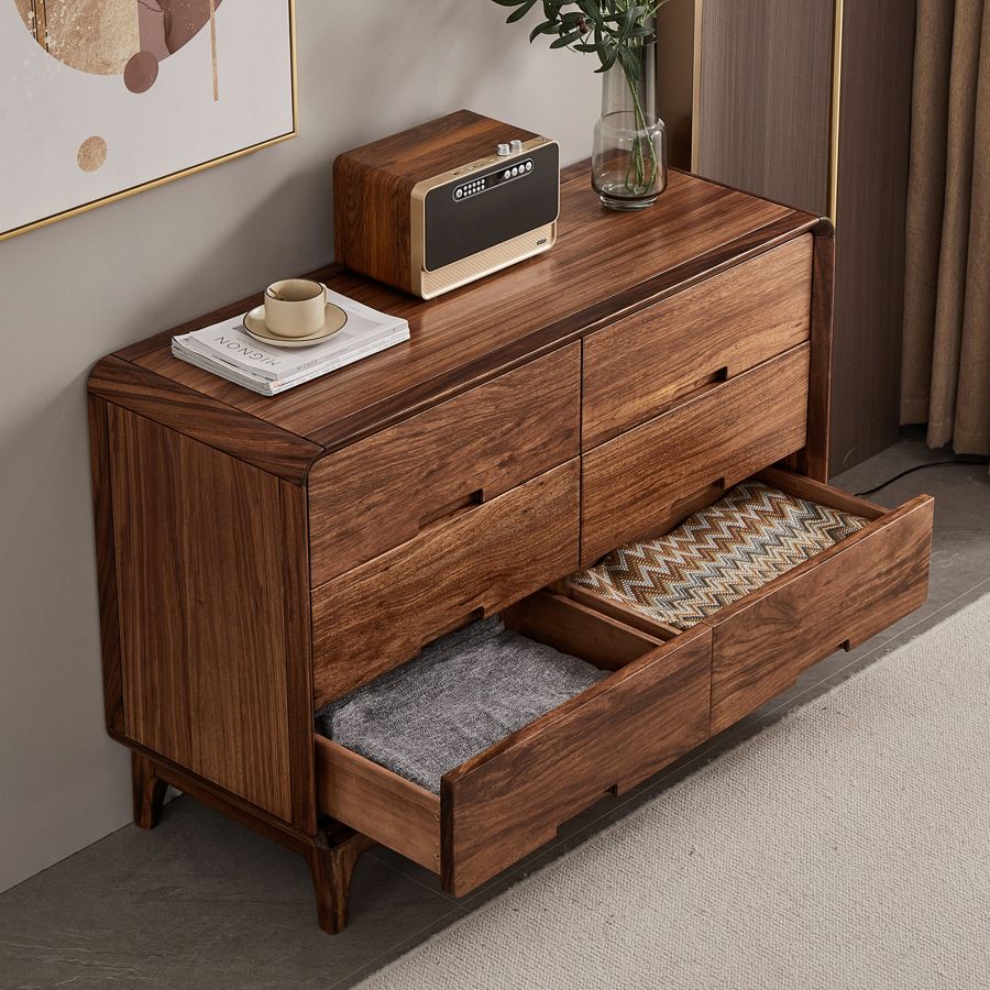 Mid-Century Modern Chest with Drawers and Straight Legs in Solid Wood