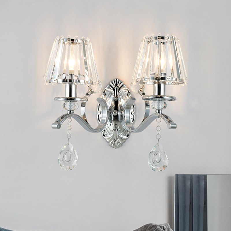 CONICALLE CONICAL SORME MURS IDÉES d'éclairage mural argenté en cristal contemporain 2-LIGHT