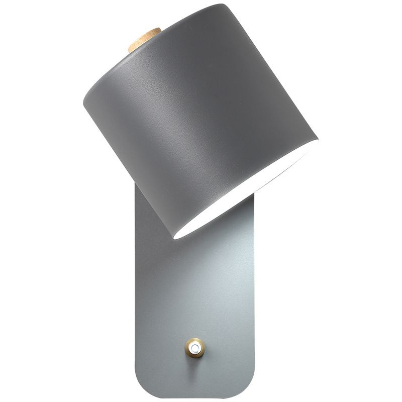 Bedroom Wall Mounted Light Fixture Nordic Style Wall Sconce Lighting with Cylinder Metal Shade