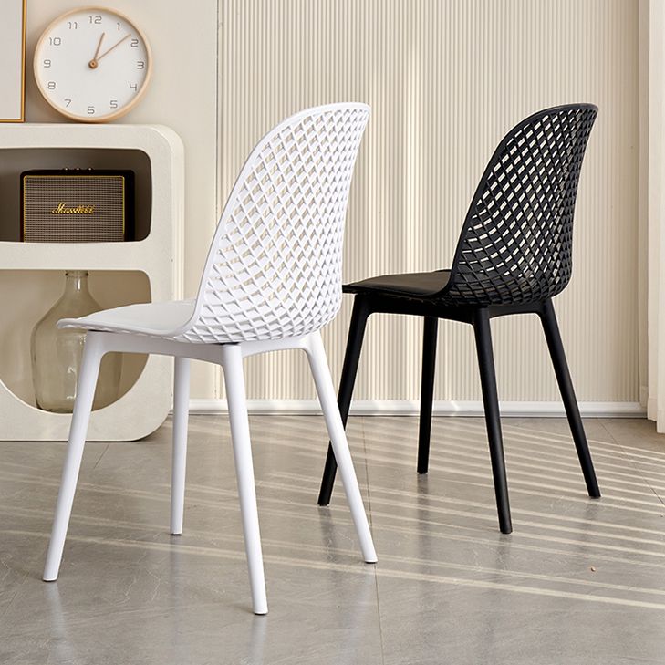 Contemporary Style Dining Chairs Armless Chairs with Plastic Legs for Home
