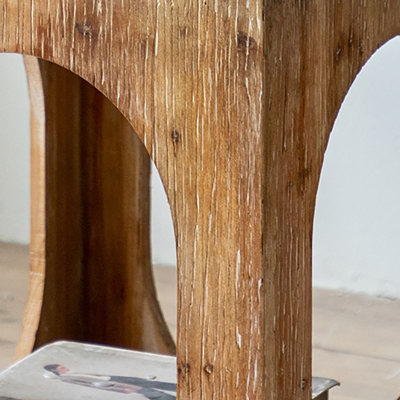 Rustic Wooden Storage End Table Square Drum Side Table in Natural