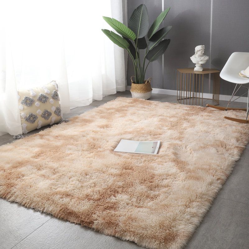 Simplicity Solid Rug Polyester Indoor Carpet Non-Slip Backing Shag Area Carpet for Living Room