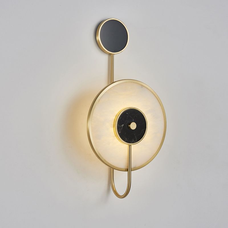Contemporary Stone Wall Lighting 1-Light Circle Sconce Light for Living Room