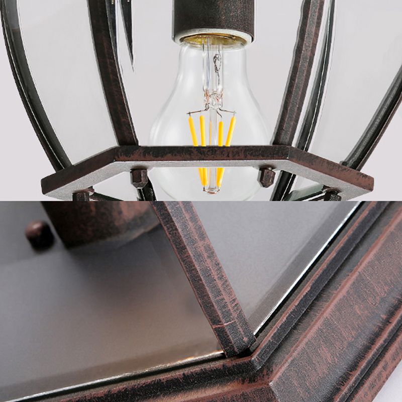 1 Glühbirne Bündig Light Traditionär Klar Glas Deckenbefestigung in Rust für Balkon