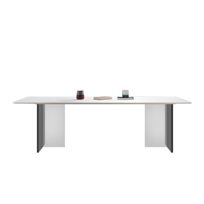 Modern Dining Table with White Stone Rectangle Dining Table for Kitchen