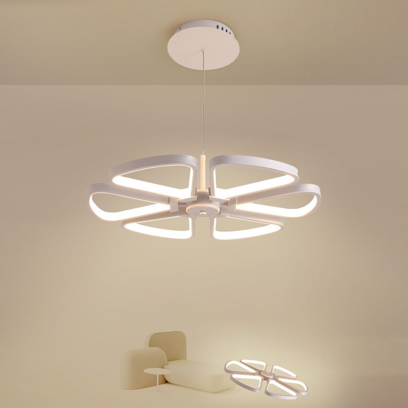 Klaver geleid kroonluchter hanger moderne metallic woonkamer plafond suspensielamp in wit