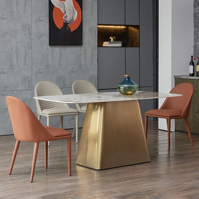 Nordic Glam Style Rectangle Sintered Stone Table Set 1/2/5/7 Pieces Dining Set