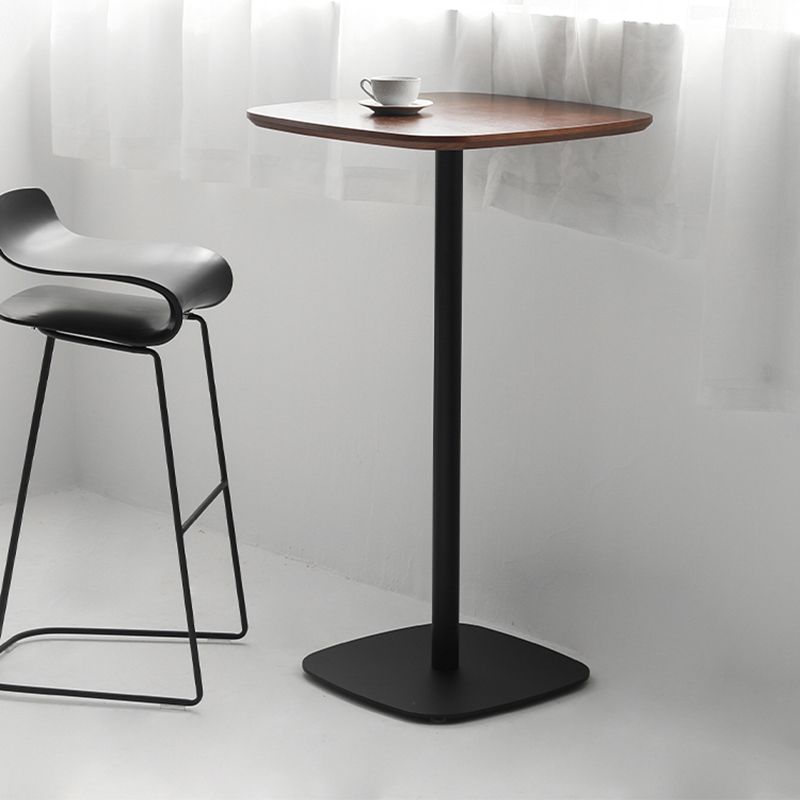 Square Bar Table in Metal and Wood Glam Bar Table with Pedestal Base