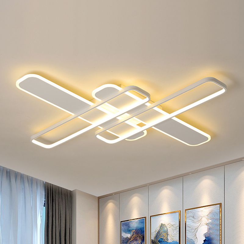 35.5 "/43" W Crossing Rechteck Flushmount Minimal Acryl Wohnzimmer LED Flush Light-Leuchte in Weiß/Schwarz/Gold