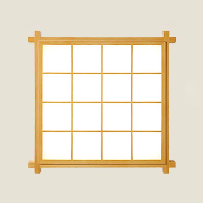 Wooden Rectangular LED Flush Mount in Modern Concise Style Acrylic Indoor Ceiling Light in Log Color