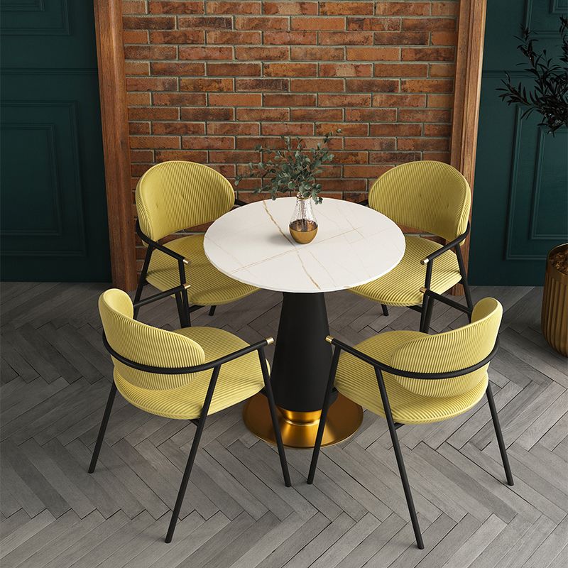 Contemporary Kitchen Dining Arm Chair Black Legs Open Back Dining Chair