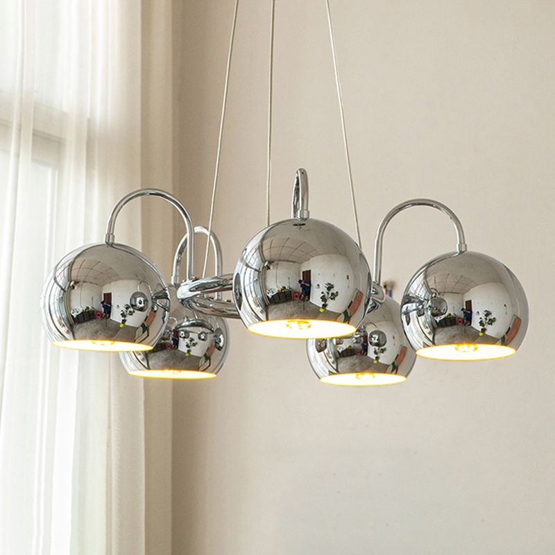 Zilveren koepel hanger licht postmodern metalen kroonluchter licht voor woonkamer