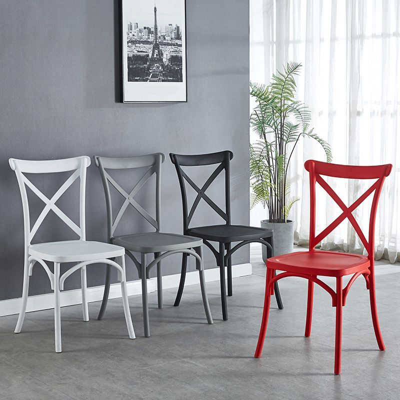 Cross Back Side Chair Contemporary Plastic Kitchen Dining Side Chair