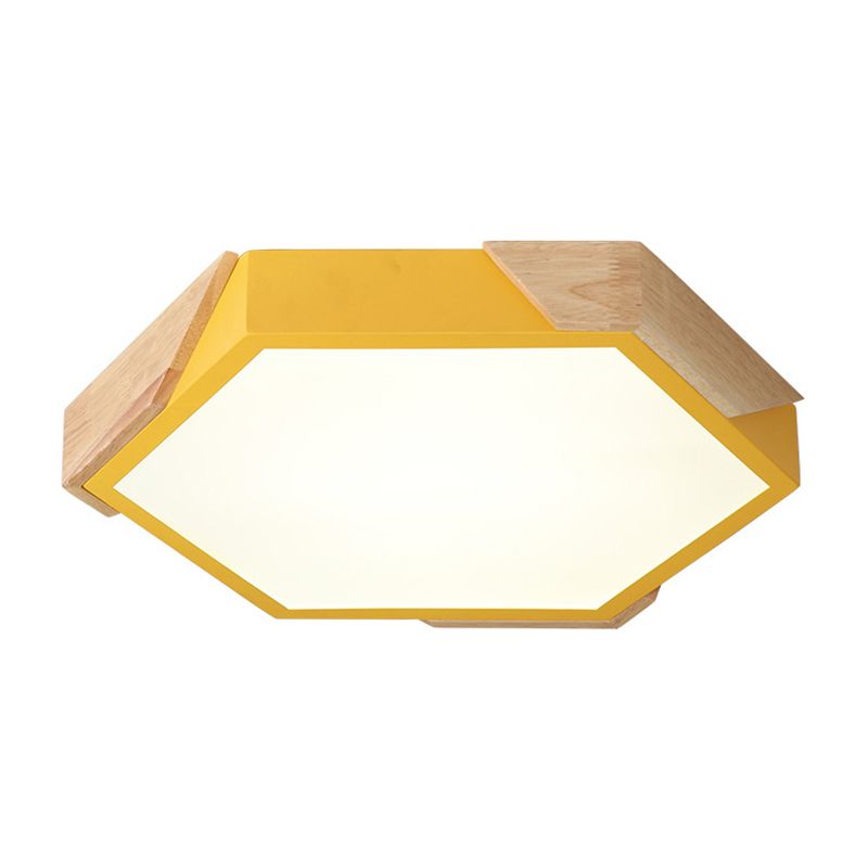 Slim Panel Hexagon Plafond Licht Macaron Loft Acryl LED Groen/Pink/wit/Geel Flush Mount Light in Warm Licht voor Kindergarten