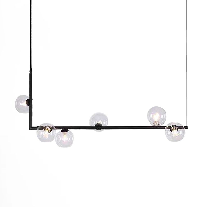 Modernism Glass Shaded Ceiling Light Black/Golden Kitchen Island Lighting for Home