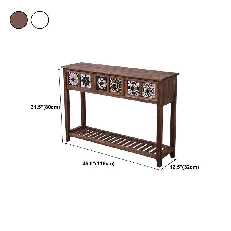 Mid-Century Modern Console Table Rectangle Console Table Floor Shelf