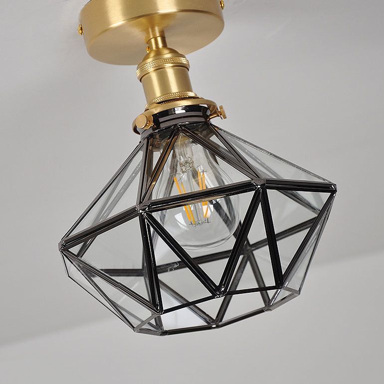 Modern Glass Ceiling Lamp Household Flush Mount Light Fixture for Bedroom