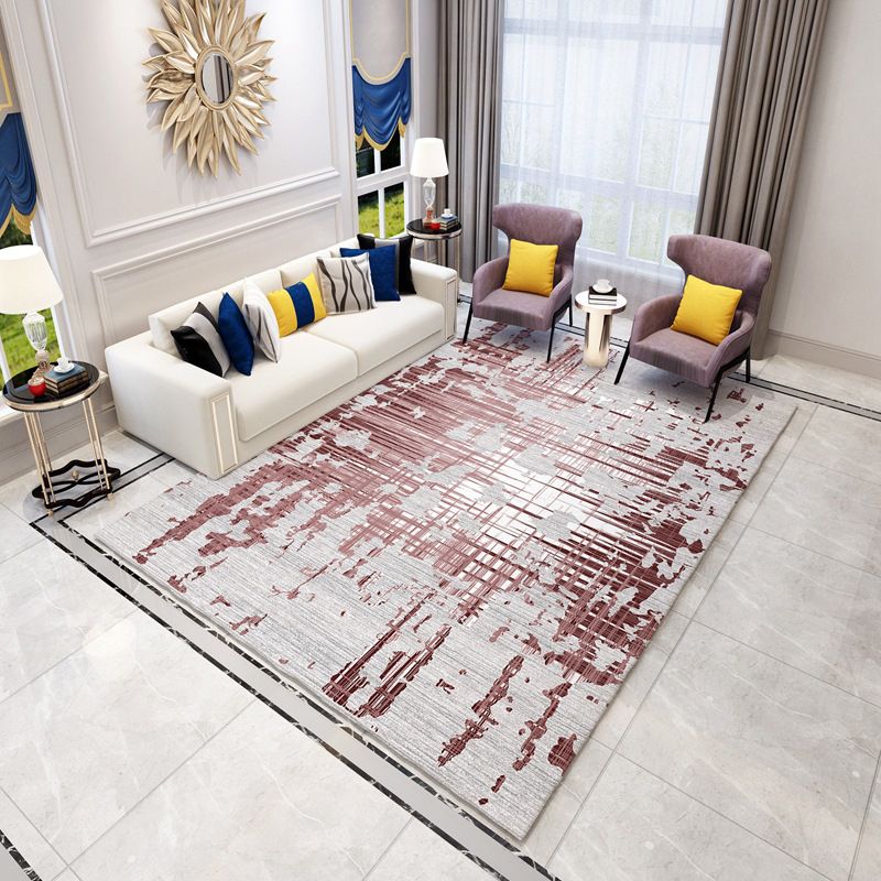 Purple Modern Rug Polyester Abstract Pattern Rug Stain Resistant Rug for Living Room