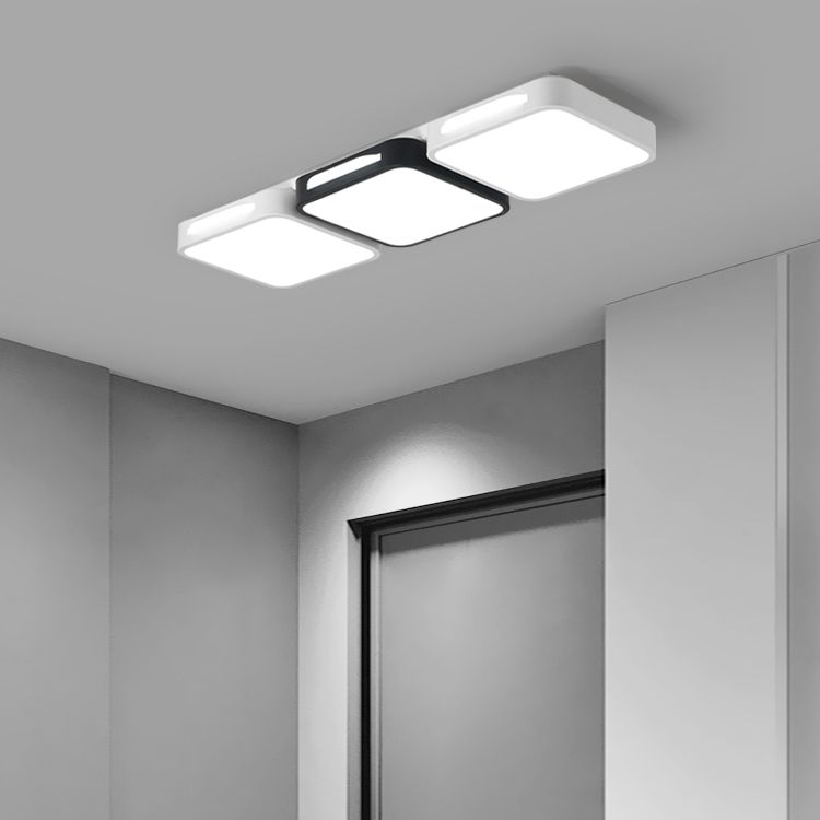 LED Modern Metal Flush Mount Square Shape Ceiling Lamp with Acrylic Shade for Living Room