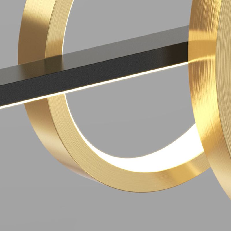 Shaded Dinning Room Island Pendant Light LED Minimalist Island Ceiling Light in Gold-Black