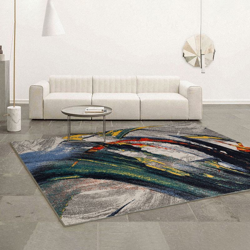 Abstract Ink Painting Rug Polyester Indoor Rug Non-Slip Backing Carpet for Living Room