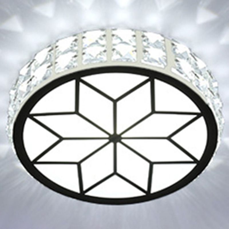 Circle Flush Mount Ceiling Lighting Fixture Modern LED Crystal Flush Mount Light