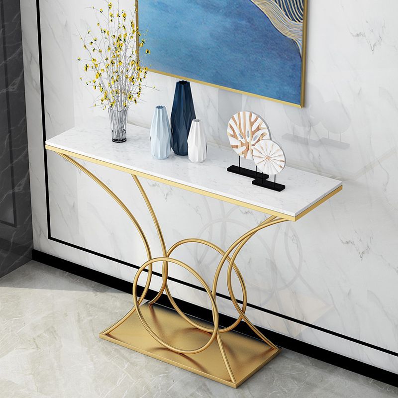 Marble Glam Console Table 31.5" Tall 1-shelf Accent Table for Hall