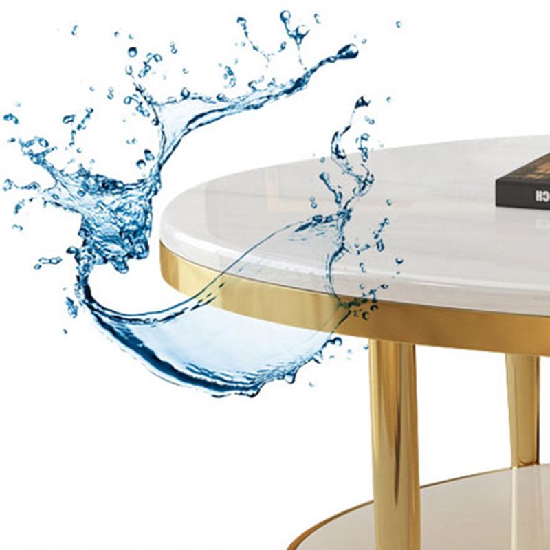 16.5" H Modern 4 Leg Steel Base Marble Oval Top Coffee Table